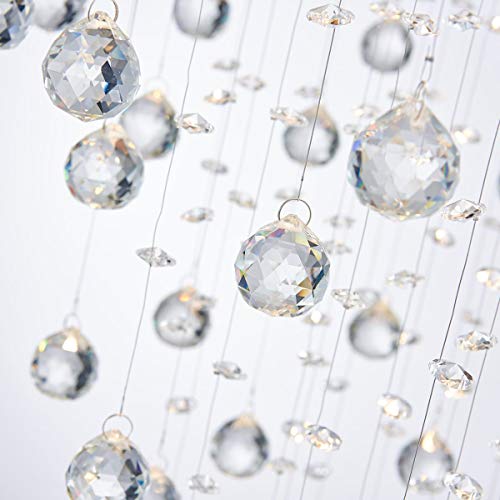 Bestier Modern Crystal Round Raindrop Chandelier Lighting Flush Mount LED Ceiling Light Fixture Pendant Lamp for Dining Room Bathroom Bedroom Livingroom 8 GU10 Bulbs Required 20 in Wide 34 inch High