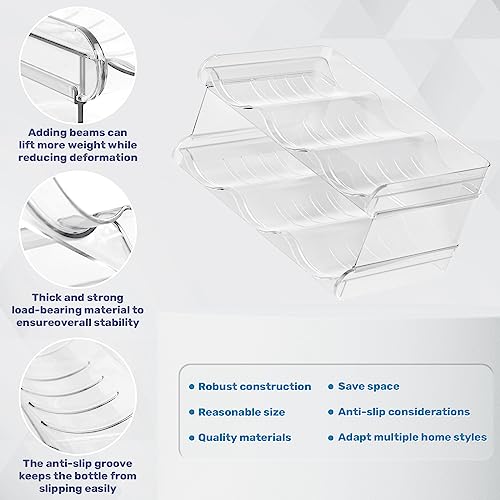 FabSpace Water Bottle Organizer, Stackable Water Bottle Holder for Kitchen Pantry, Fridge, Cabinet, Stackable Cup Holder for Wine, Water, Drink-2 Pack, Each Rack Holds 3 Containers