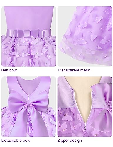 Qaoerde Baby Flower Girl Dresses 1/2 Birthday Outfit Girl Flower Girl Dress for Wedding Birthday Baptism Special Occasion Dress Violet