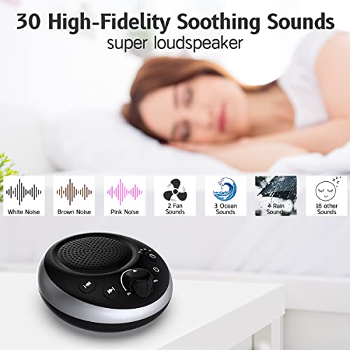 Loud Sound Machine Brown Noise Machine White Noise Machine Nonstop 30 Soothing Sounds for Baby Kids Adults Pink Noise Sleep Machine 36-Level Vol Auto-Off Timer Memory Function for Home Travel Office