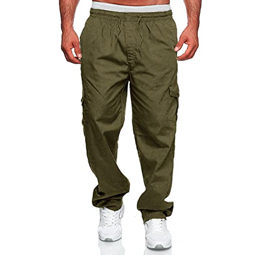 EndoraDore Mens Fashion Cargo Pants Multi Pocket Athletic Pants Casual Outdoor Trousers Loose Work Pants with Drawstring