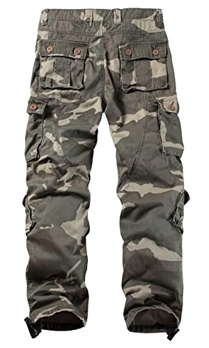 AKARMY Wild Cargo Pants, Casual Work Pants, Military Army Camo Combat Hiking Pants with 8 Pockets(No Belt) 3357 C34 Camo 40