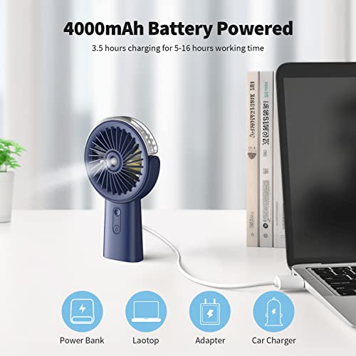 Otlonpe Misting Fan Portable Handheld Fan, 4000mAh Hand Held Mist Fan Rechargeable Power Bank, 90° Adjustable Small Mister Fan, Personal Cooling Water Spray Fan for Men Women Travel Home Outdoor