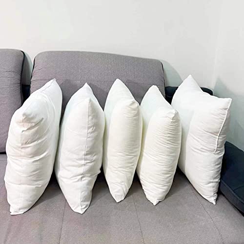 Obruosci Luxury Set of 6 Throw Pillow Inserts, 18 x 18 Hypoallergenic Ultra Soft White Polyester Microfiber Durable Couch Cushion Fillers