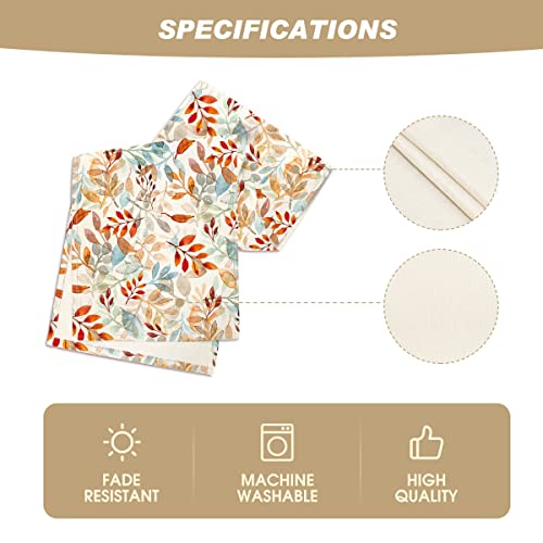 Artoid Mode Beige Eucalyptus Leaves Fall Table Runner, Seasonal Autumn Kitchen Dining Table Decoration for Outdoor Home Party 13x72 Inch