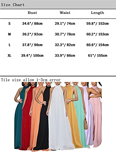 Ekaliy Women’s Sexy Summer Jumpsuit Halter Neck Sleeveless Chiffon Wide Leg Long Pant Jumpsuit Romper One Piece Party Outfit White Medium