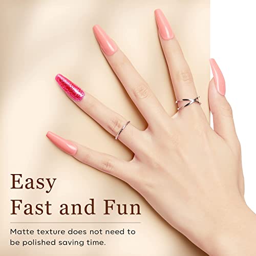 Modelones Coffin Nail Tips - 500Pcs Pre-shaped Half Matte Full Cover False Nails Gel Nail Tips No Filed Stronger Adhesion Acrylic False Press on Nails for Nail Extension Nail Art DIY Salon, 10 Sizes