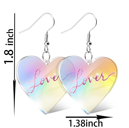 Pink Heart Earrings For Women Heart Dangle Earrings Gifts for Women Acrylic Earrings (Heart)