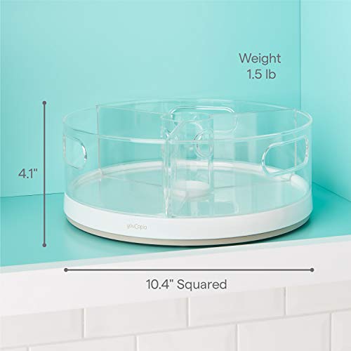 YouCopia Crazy Susan Lazy Susan Organizer, 3 BPA-Free Removable Clear Bins with Handles, Rotating Storage Turntable for Kitchen Cabinet, Pantry and Bathroom Organization