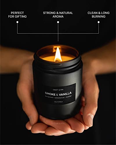 Scented Candles for Men | Wood & Vanilla Scented Candle | Candle for Men | Soy Candles for Home Scented | Holiday Candle, Wood Wicked Candles | Vanilla Candle in Black Jar