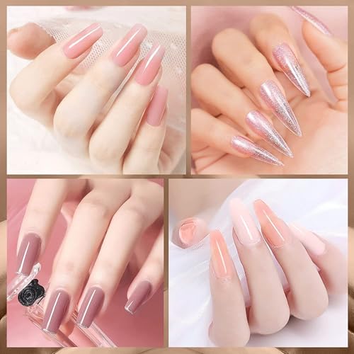 Morovan Nail Polish Set Fingernail: Nude Pink Colors Pure and Glitter Nail Polish Pack 0.25 oz Nail Polish Bulk Glossy Toenail Polish at Home Nail Polish Gifts Salon