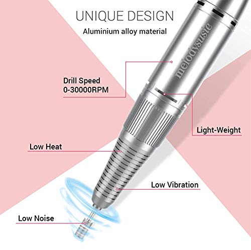 MelodySusie 2 in 1 Nail Drill with Nail Dust Collector, Gifts for Women, Professional 30000RPM Electric Nail Drill Efile with Nail Dust Vacuum Collector for Acrylic Gel Nails Polishing
