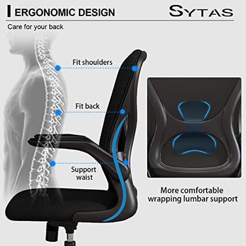 Sytas Home Office Chair Ergonomic, Mesh Desk Chair Lumbar Support, Ergonomic Computer Chair Adjustable Armrest