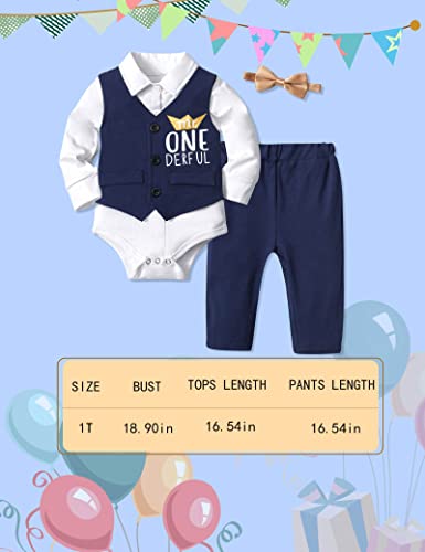 Queenstyle First Birthday Boy Outfit Bowtie Romper 1st Birthday Outfit Boy Gentleman Suit First Birthday Outfit Boy