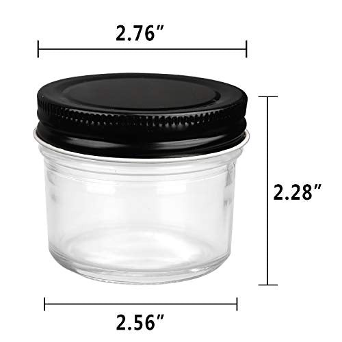 QAPPDA 4oz Glass Jars With Lids,Small Mason Jars Wide Mouth,Mini Canning Jars With Black Lids For Honey,Jam,Jelly,Baby Foods,Wedding Favor,Shower Favors,Spice Jars For Kitchen & Home,Set of 40