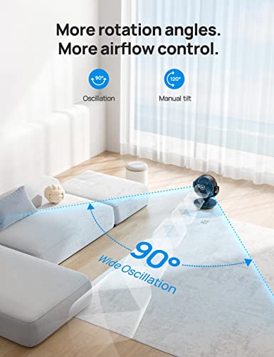 Dreo Table Fans for Home Bedroom, 9 Inch Quiet Oscillating Floor Fan with Remote, Air Circulator Fan for Whole Room, 70ft Powerful Airflow, 120° Adjustable Tilt, 4 Speeds, 8H Timer