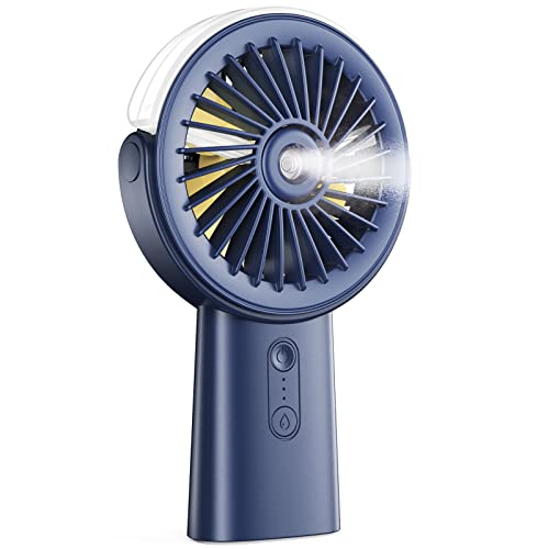 Otlonpe Misting Fan Portable Handheld Fan, 4000mAh Hand Held Mist Fan Rechargeable Power Bank, 90° Adjustable Small Mister Fan, Personal Cooling Water Spray Fan for Men Women Travel Home Outdoor