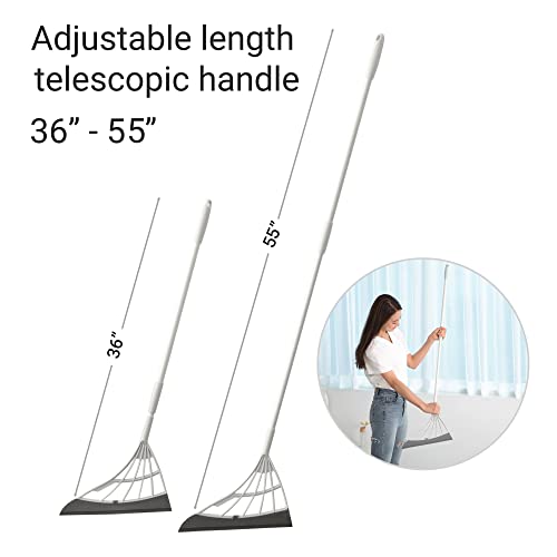 Original Broombi - All-Surface Silicone Broom, Squeegee, Pet Hair Remover - Smart Broom for Indoor Cleaning - Cleans Glass, Fine Dust, Hair, Liquids - for Smooth Floors, Rugs, Windows (Grey)
