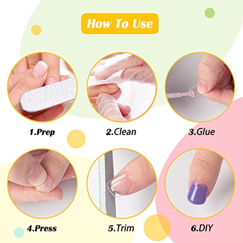 Kids Short Clear False Nails krofaue 240Pcs Full Cover Press on Nails for Little Girls Children Fake Nails Fingernail Decoration 10 Sizes Clear Soft Gel Nail Tips for Kids…