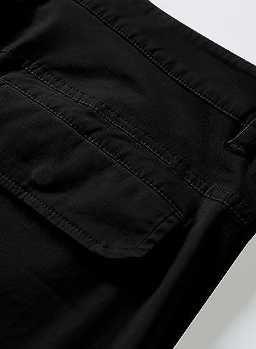 JMIERR Mens Casual Twill Cargo Pants Men Cargo Baggy Pants Waist Stretch Tapered Joggers Sweatpants Pants with Pockets, US38(XL), A Black