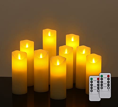 Cozylive Flameless Candles Flickering Real Wax with Remote and Flame Dancing, 9 Pack Ivory LED Candles with Battery Operated for Wedding Birthday Home Party Decor (9 Pack)