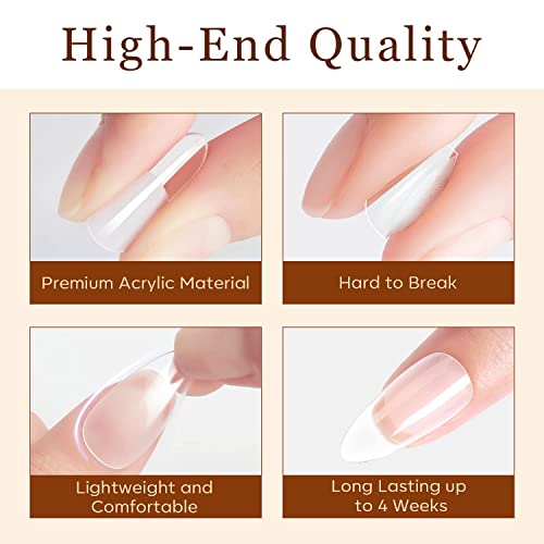 Modelones Medium Almond Nail Tips - 500Pcs Pre-shaped Half Matte Full Cover False Nails Gel Nail Tips No Filed Stronger Adhesion Acrylic False Press on Nails for Nail Extension Nail Art DIY Salon, 10 Sizes