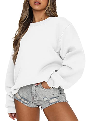 ANRABESS Sweatshirts for Women Teen Girls Loose Fit Fleece Pullover Casual Hooded Sweaters Fall Winter Fashion y2k Clothes A1026-baise-M White