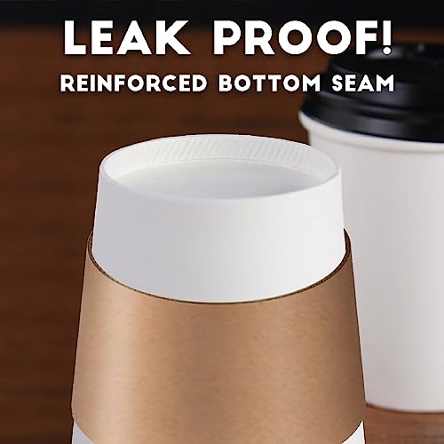 To Go Coffee Cups 12 oz Paper Coffee Cups,120 Pack Disposable Paper Coffee Cup with Lids,Sleeves,Straws,Hot/Cold Beverage Drinking Cup for Water,Juice,Coffee or Tea,Suitable for Home,Shops Cafes