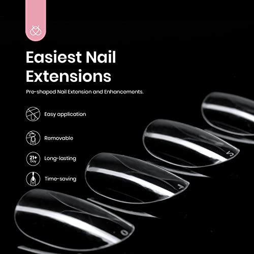 Beetles Gel Nail Kit with Soft Gel Nail Tips, 500Pcs Pre shaped Short Oval Almond Clear Press on Gelly Tips Full Cover False Nails for Gel Art Polish Soak off Easy Nail Extensions Acrylic Nails