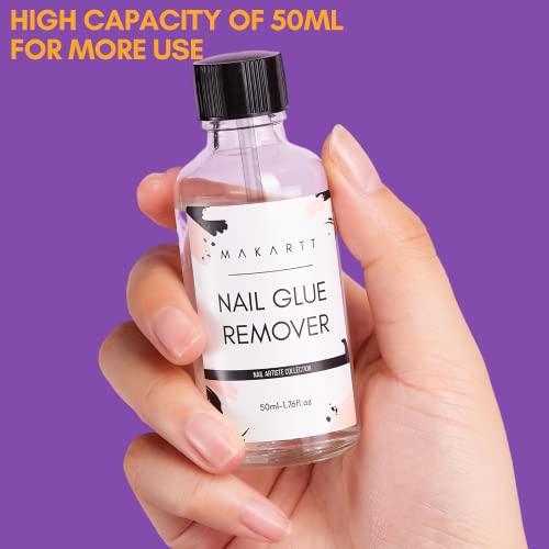 Makartt Nail Glue Remover for Acrylic Nails Press on Nails, 50ML Debonder, Nail Tips Fake Nail Adhessive Remover without Acetone, Can't Remove Gel Nail Polish