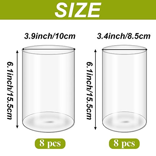 16 Glass Cylinder Vases,6 Inch Tall Clear for Wedding Centerpieces,Hurricane Floating Candle Holder,Flower Vases for Formal Dinners,Home Table Decorations,Party