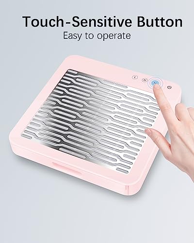 AONOLOVO Nail Dust Collector, Adjustable Suction Nail Dust Extractor, Upgraded Powerful Nail Dust Vacuum Collector with Reusable Filter for Acrylic Nails Gel Removal, Pink