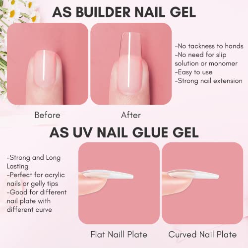 Makartt Solid Builder Nail Gel,15ML 4 in 1 Nail Extension Gel UV Nail Glue for Acrylic Nails Rhinestones Gel 3D Nail Sculpture Gel 3D Molding Gel Hard Gel for Nails UV/LED Nail Lamp Required Clear