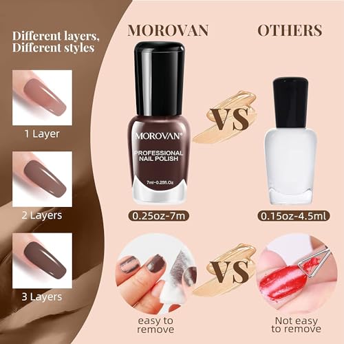 Morovan Nail Polish Set Fingernail: Nude Pink Colors Pure and Glitter Nail Polish Pack 0.25 oz Nail Polish Bulk Glossy Toenail Polish at Home Nail Polish Gifts Salon