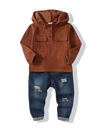 2 3 Year Old Boy Clothes Hoodie Baby Boy Winter Outfits Denim Jeans Baby Sweatsuit Outfit 2T 3T Boy Clothes Fall Corduroy