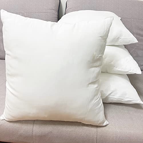 Obruosci Luxury Set of 6 Throw Pillow Inserts, 18 x 18 Hypoallergenic Ultra Soft White Polyester Microfiber Durable Couch Cushion Fillers