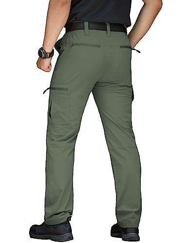 MANSDOUR Men's Hiking Pants Lightweight Quick Dry Work Cargo Pants for Men Water Resistant Tactical Trousers Outdoor Travel Fishing Pants Breathable Causal Camping Pants with Multi Pockets