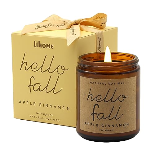 Fall Decorations for Home - Fall Candles, Fall Gifts for Women, Natural Soy Wax Apple Cinnamon Scented Candles