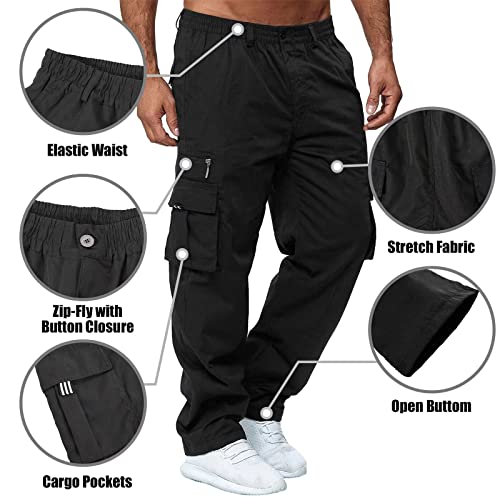 Men Casual Cargo Pant Lightweight Tactical Pant Hiking Jogger Classic Fit Multi Pockets XXL