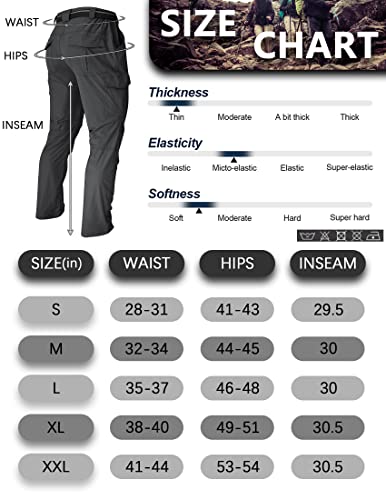 Men's Cargo Work Hiking Pants Lightweight Water Resistant Quick Dry Fishing Travel Camping Outdoor Breathable Multi Pockets Dark Grey M