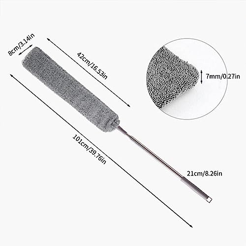 GUCABE Retractable Gap Dust Cleaner, Microfiber Hand Duster, Under Fridge & Appliance Duster, Telescopic Dust Brush for Wet and Dry, Cleaning Tools for Home Bedroom Kitchen (55.2in, Grey)