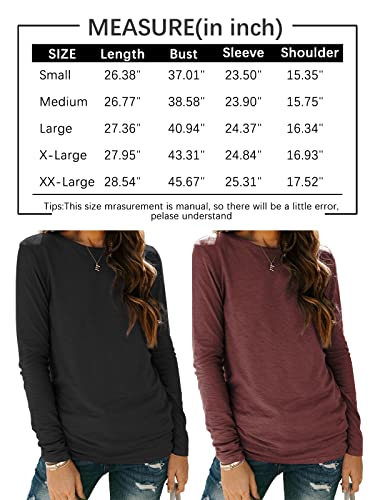 SUNBS Womens 3 Packs Long Sleeve Shirts Loose Fit Fall Shirts Clothes Outfits 2023 Plus Size Comfy Fall Tops Trendy Blouse for Teen Girls