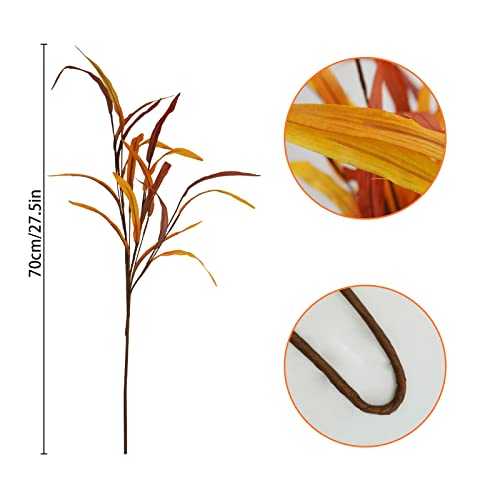 obbsie 6Pcs Artificial Fall Leaves Grass Stems, 27.5" Fall Leaf Spray Plants Autumn Greenery Stems for Home Floral Arrangement Kitchen Office Harvest Thanksgiving Fall Decorations