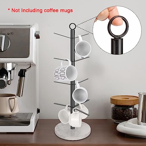 HarJue Mug Holder Tree, Coffee Cup Stand Holder, Thick Base Mug Rack with 9 Hooks for Kitchen Home Bar Cabinet, Matte Black