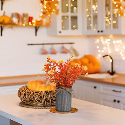 Omldggr 3 Pack Artificial Potted Flowers Autumn Potted Plants Artificial Fall Flowers for Fall Festival Thanksgiving Day Halloween Autumn Farmhouse Decoration Home Tiered Tray Tabletop Display