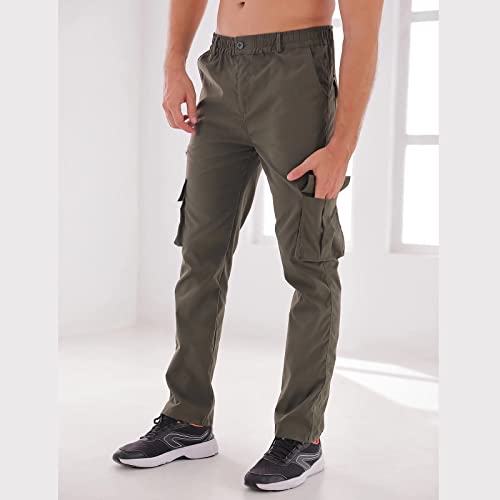 Men Outdoor Cargo Pant Lightweight Tactical Pant Hiking Jogger Classic Fit Multi Pockets M