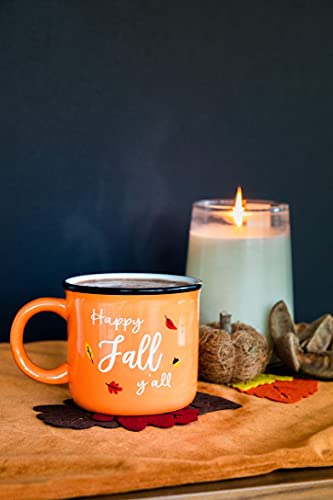 Pearhead Happy Fall Y'all Mug, Autumn Coffee Mug, Home Dećor Accessories, Orange, 15oz, Fall Kitchen Decorations, Holiday Tea or Coffee Mug