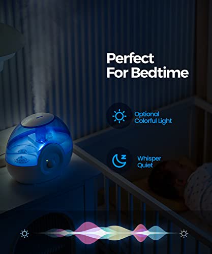 raydrop® Cool Mist 2.2L Humidifiers for Bedroom, 28dB Whisper-Quiet Ultrasonic Humidifier, Easy to Clean Home Humidifier, Auto Shut-Off, 30H Work Time, Night Light (Blue)