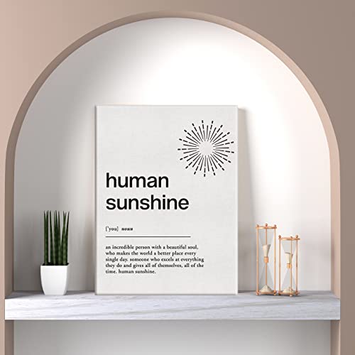 Motivational Wall Art Human Sunshine Definition Canvas Print Framed Painting for Home Wall & Tabletop Decor