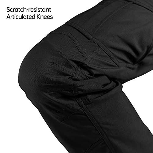 FREE SOLDIER Men's Water Resistant Pants Relaxed Fit Tactical Combat Army Cargo Work Pants with Multi Pocket (Black 34W x 32L)